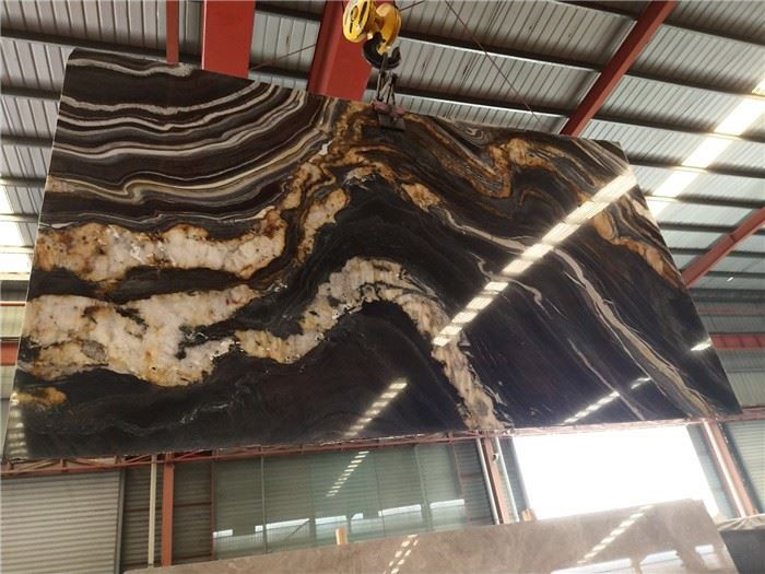 Black And Gold Quartzite Slab