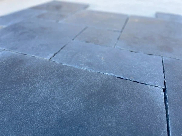 black limestone slabs