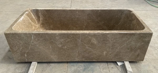 emperador light solid marble bathtub