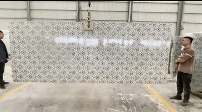Waterjet White Onyx Slab